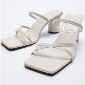 Zara Heeled Leather Square Toe Sandals